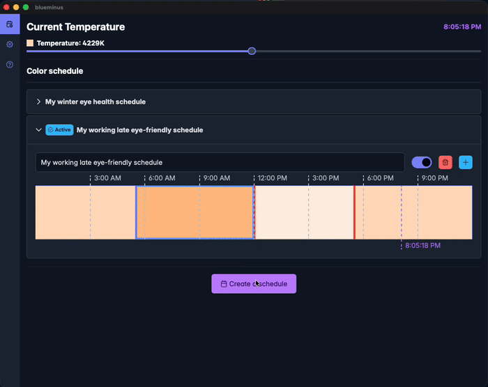 quickly change the current color temperature