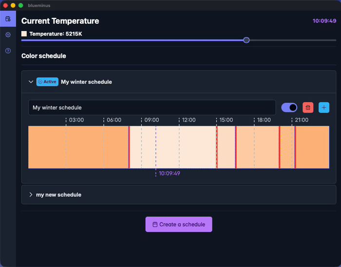 change various blue minus settings, like starting on login, starting minimized and disabling color changes when going fullscreen or when using certain apps